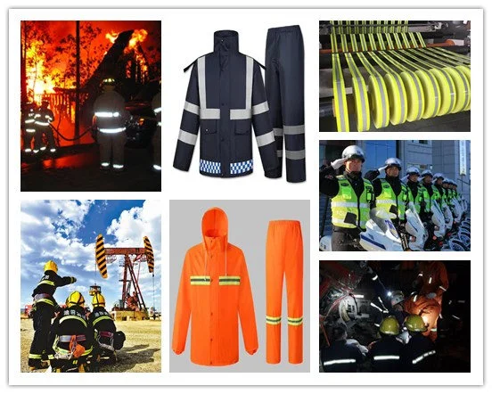 High Visibility Aramid Retardant Fr Reflective Tape Fluorescent Orange Silver Flame Retardant Fabric